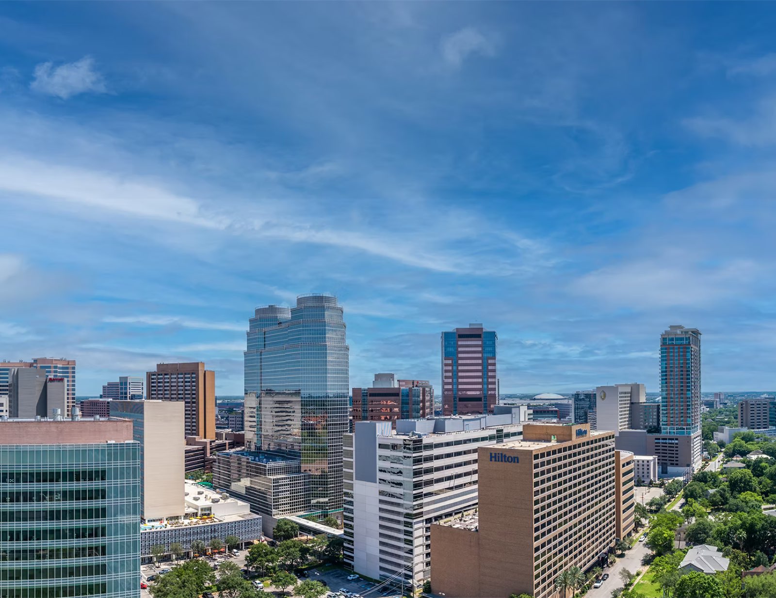 Aerial view of the Texas Medical Center skyline showing the Advanced Cardiovascular Institute building